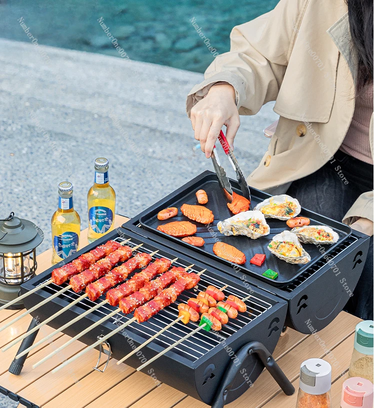 Outdoor Grill Household Smokeless Barbecue Oven Portable Grill Indoor Charcoal Stove Grill Rack