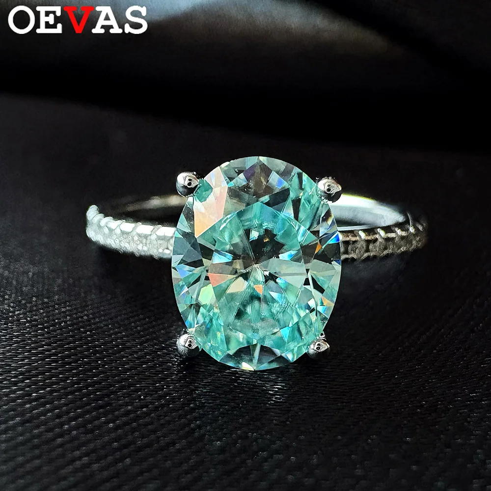 

OEVAS 1CT 2CT Oval Blue Moissanite Rings Can Pass Diamond Test For Women S925 Sterling Silver Jewelry Wedding Band Party Gift