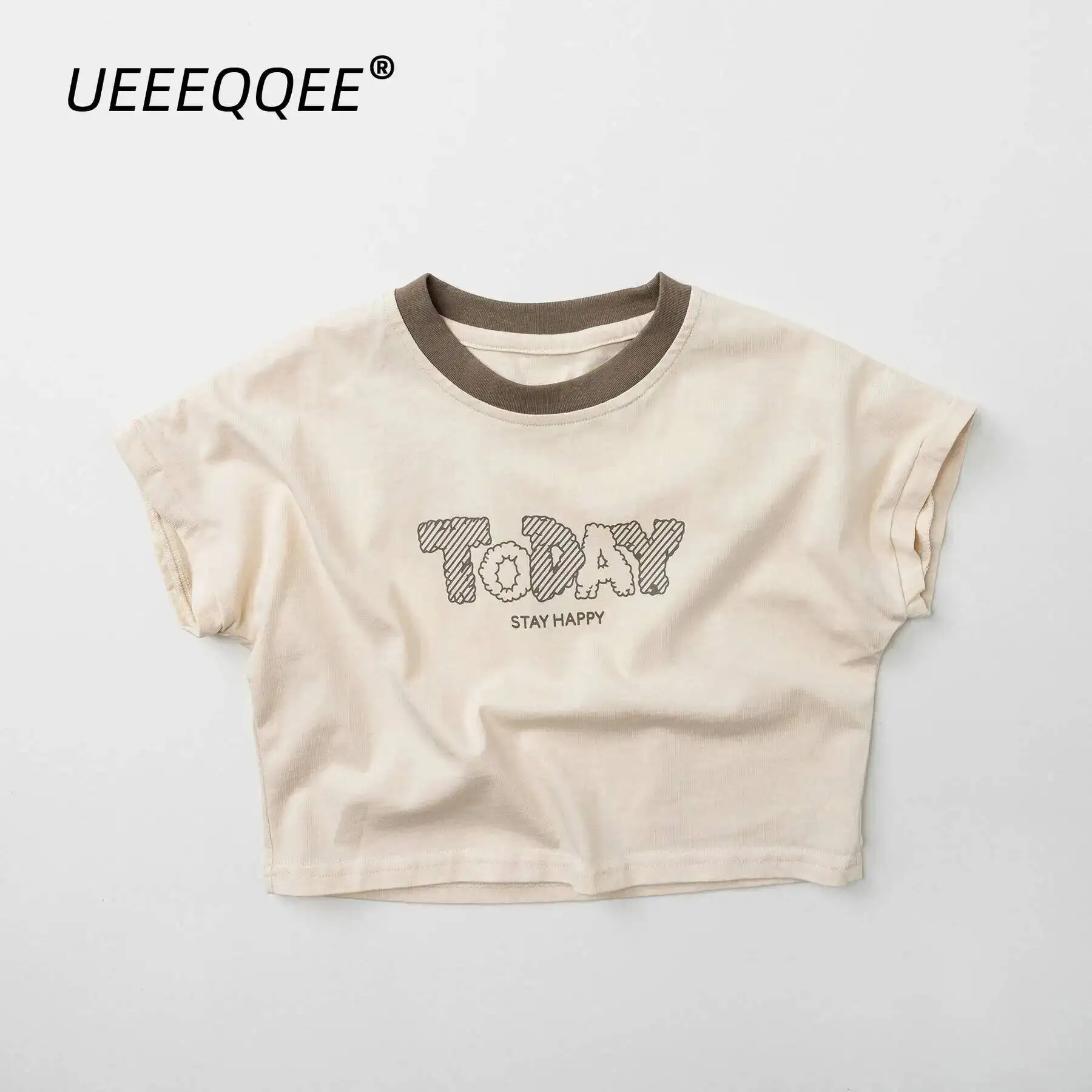 Frühling Sommer Kinder T-Shirts 1-8 Jahre Jungen Mädchen Baumwolle Buchstaben Patchwork Kurzarm T-Shirts Kleinkind Oberteile Tees für Kinderkleidung – Detail 7