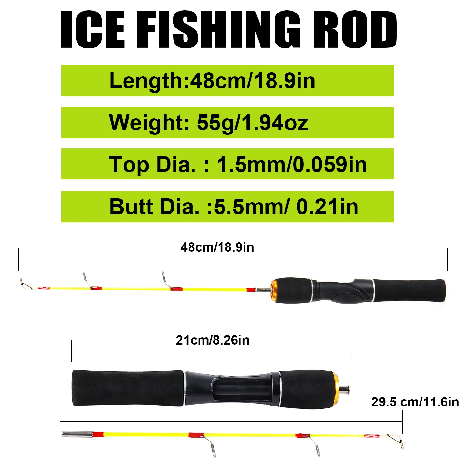 Sougayilang Ultralight Winter Ice Fishing Rod Portable Winter Ice Fishing Rod Spinning Casting Ice Winter Fishing Pole Tackle