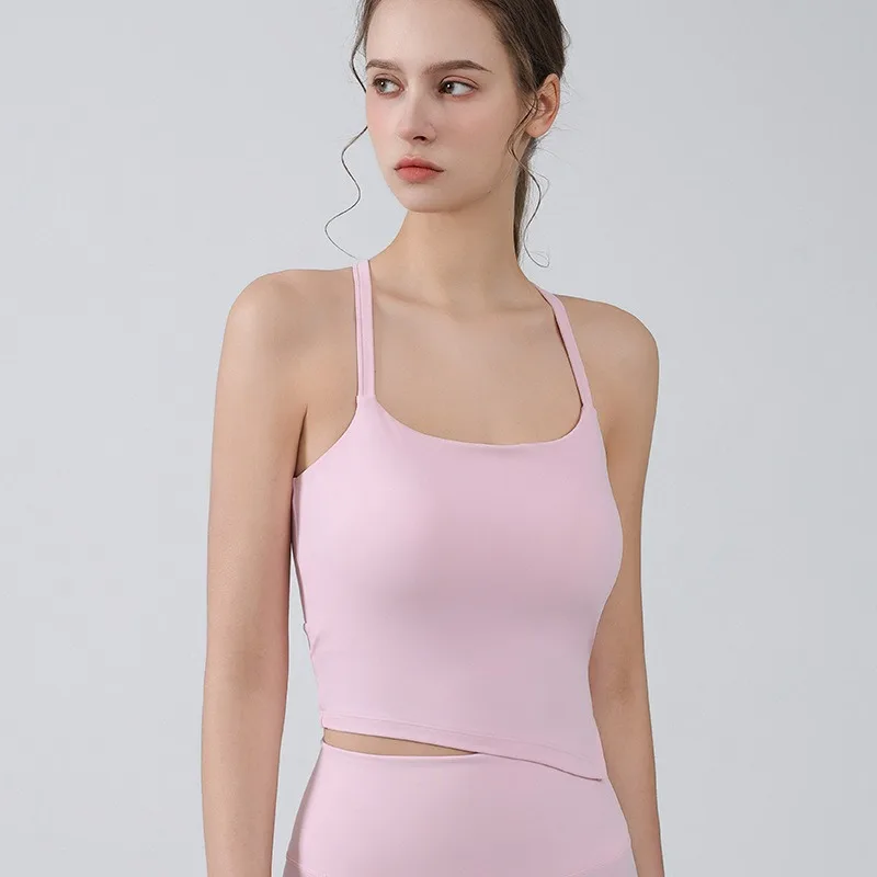 المرأة مثير الظهر ضمادة الصليب سترات رياضية مع منصات الصدر اللياقة البدنية المحاصيل القمم تجريب تانك القمم حمالات الصدر الرياضية اليوغا قمصان رياضية