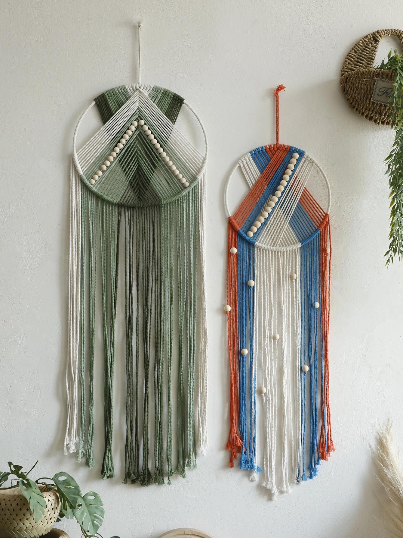 Handmade Macrame Wall Hanging Tapestry with Fringe and Wooden Beads for Living Room Bedroom or Nursery Large Bohemian Decor Gift