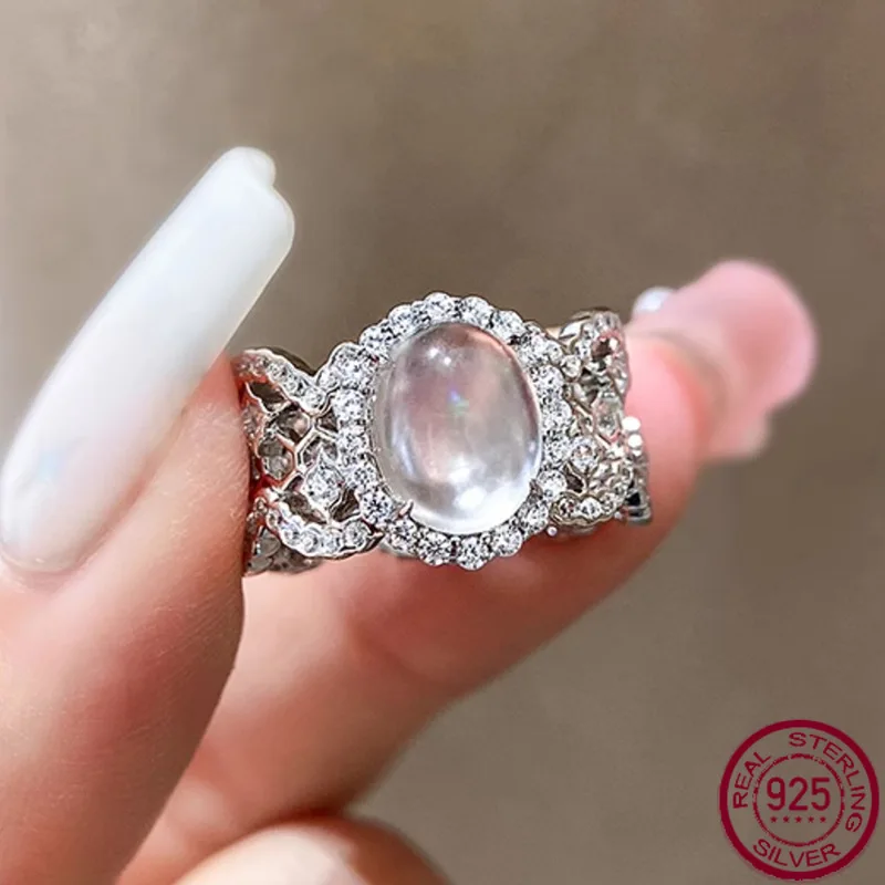 

Новое кольцо для женщин, серебряное яйцо 925 пробы, стекло с высоким льдом, нефрит, бриллиант в форме голубиного яйца 8*10, новый китайский стиль