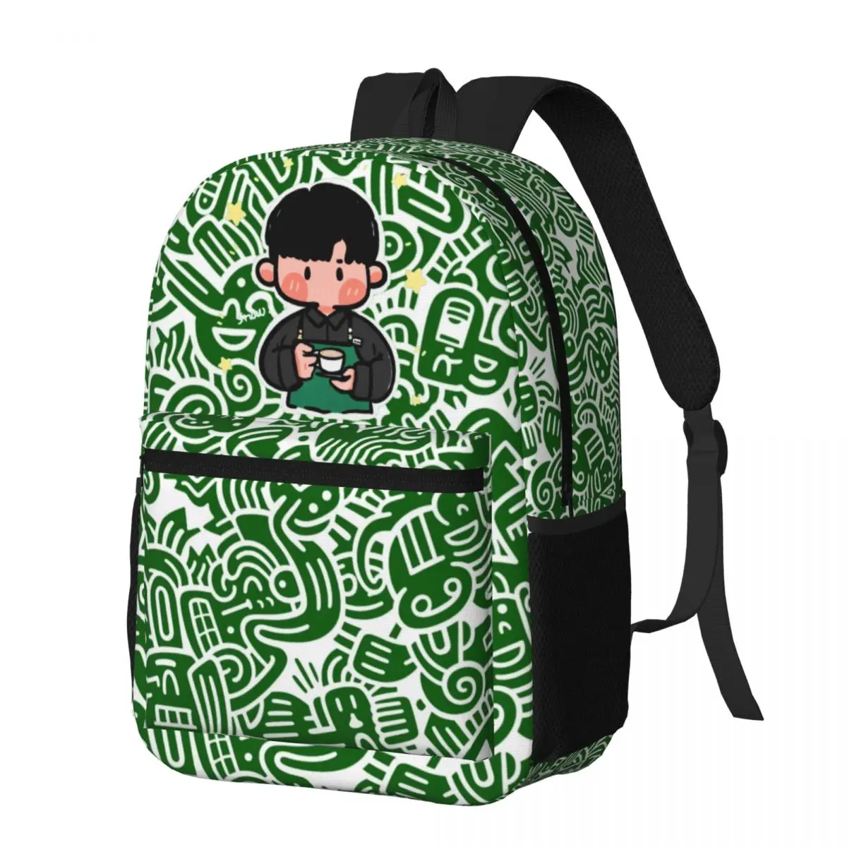 Starbucks-Style, Coffee Boy Fashionable and trendy, comfortable and durable student backpack