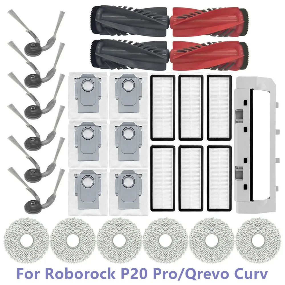 ل Roborock Qrevo Curv الجانب الرئيسي فرش ممسحة القماش كيس لجميع الغبار فلتر Hepa ل Roborock P20 برو مكنسة كهربائية الملحقات