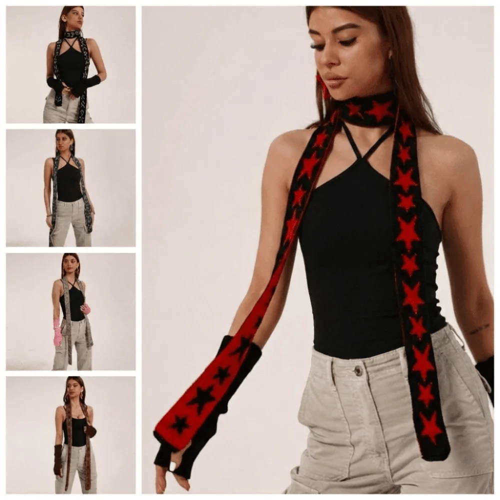 

Fashion Elegant Five-pointed Star Scarf Soft Windproof Wrap Neck Warmer Casual Y2K Women Neckerchief Streetwear