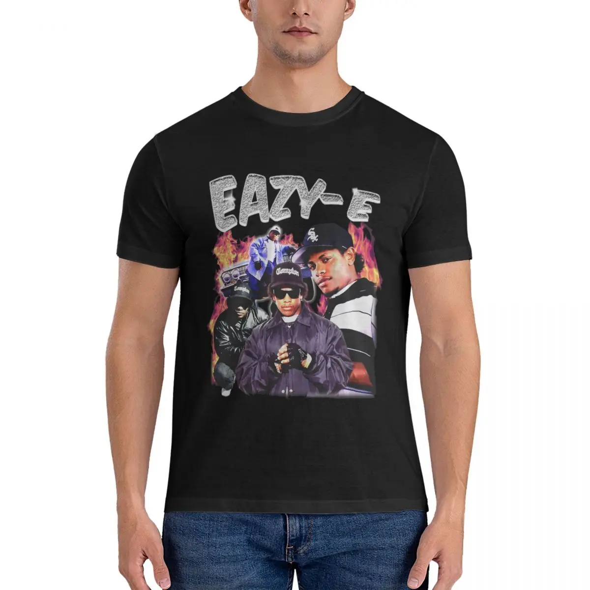 Creative Eazy E Vintage Bootleg T-Shirts for Men O Neck 100% Cotton T Shirt hip hop rapper Tees Gift Clothes official-website