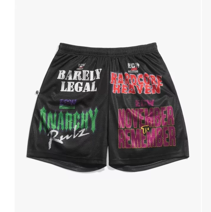 

2026 New Men's ECW Retro Basketball Mesh Shorts Y2K Oversized Quick Drying Shorts Suitable for Daily