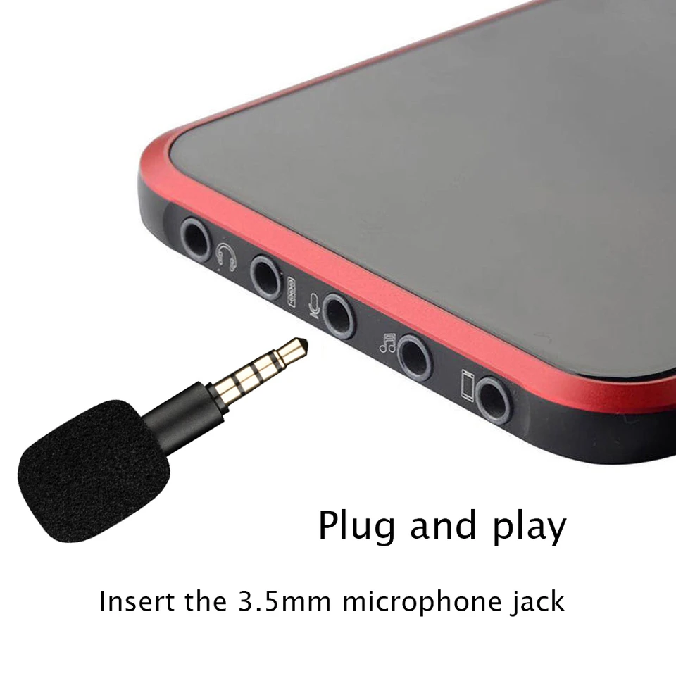 Micrófono mini portátil con conector 3.5mm aux de 4 polos/3 polos para karaoke, grabadora, teléfono móvil, computadora 2
