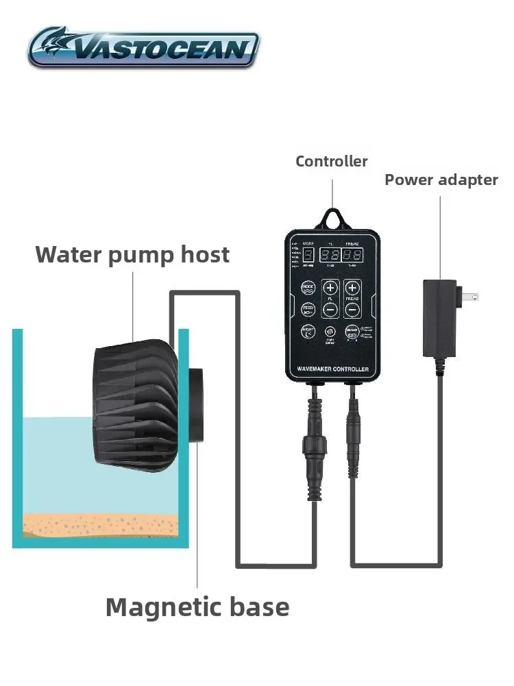 VASTOCEAN Wireless Gyre Pump With Sync Function,Magnetic Mount-Variable Speed Wave Maker For Saltwater Tank,Creates Natural Reef
