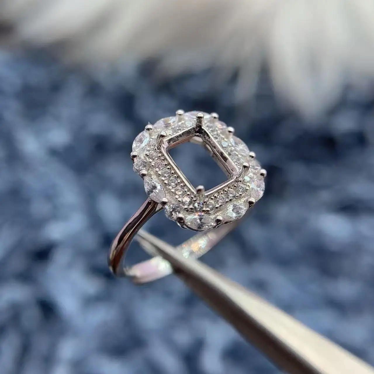 

MeiBaPJ Inlay Rectangular5*7mm S925 Sterling Silver DIY Ring Setting Diamond Women Gift Charm Luxury Versatile Jewelry Wholesale