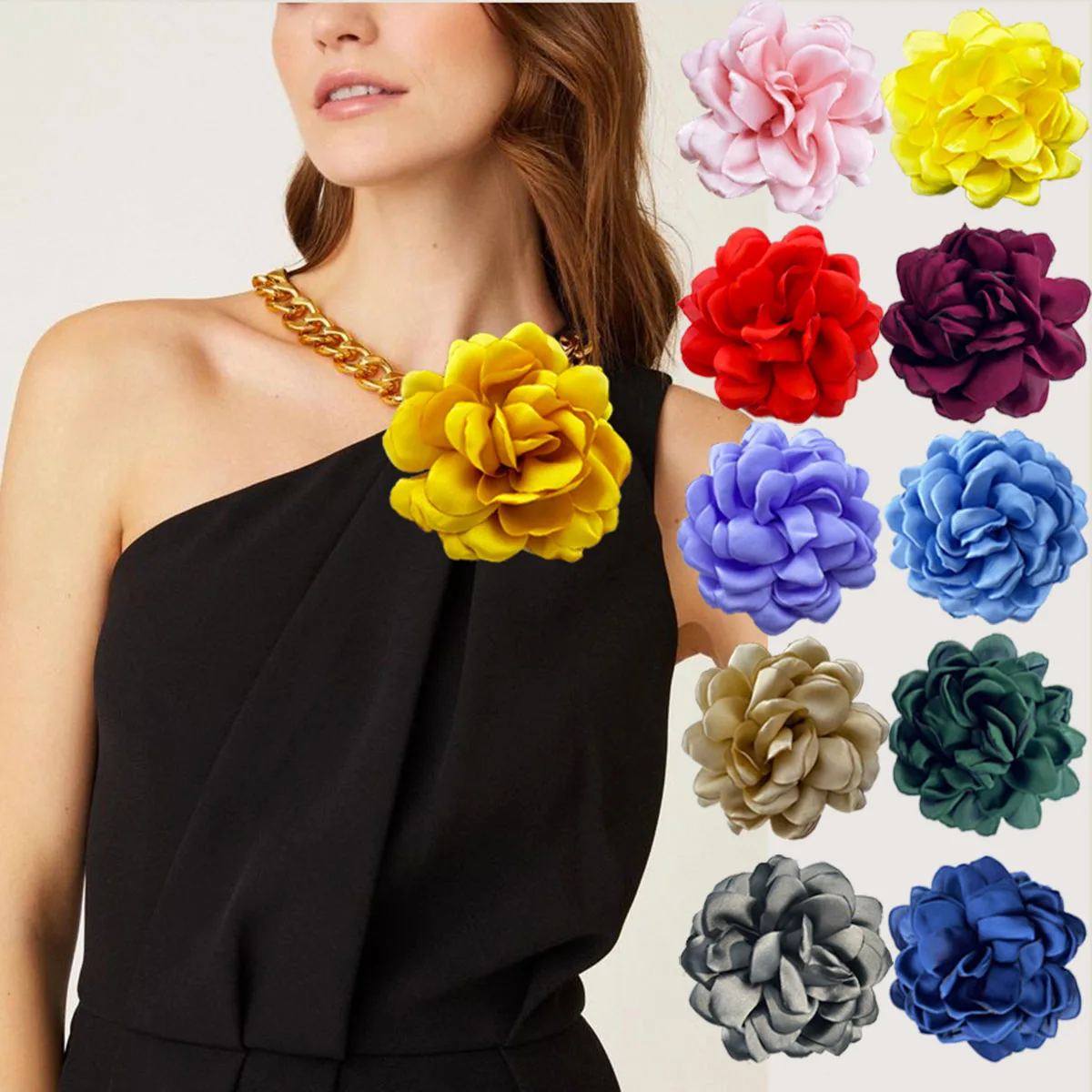 Korean Big Fabric Rose Flowers Brooches Jewelry Cloth Art Orsage Lapel Pin Badge Shirt Collar Gifts for Women Accessories