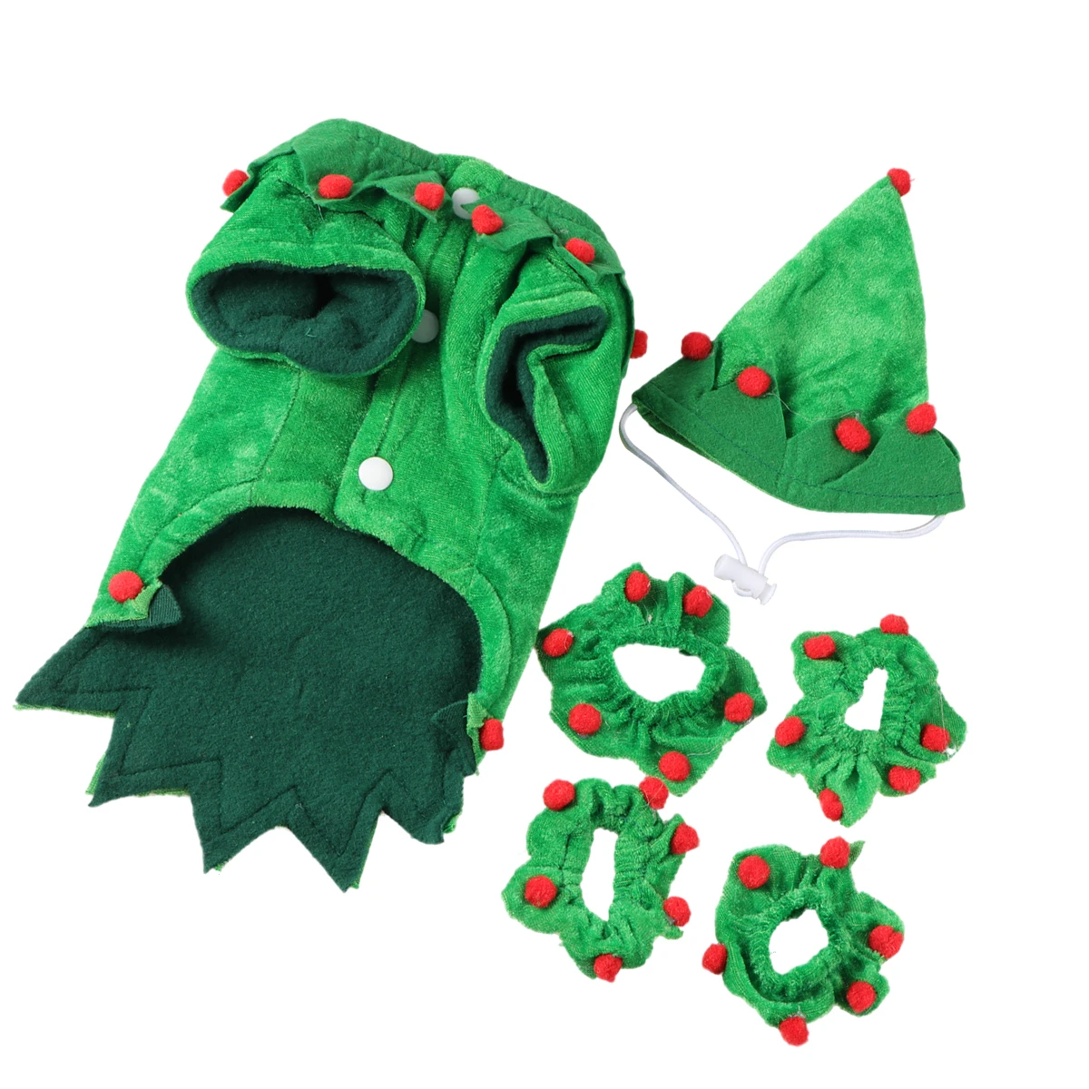 

1 set Pet Christmas Costume Adorable Dog Coat Cape Hat for Holiday Photo Shoots Size S