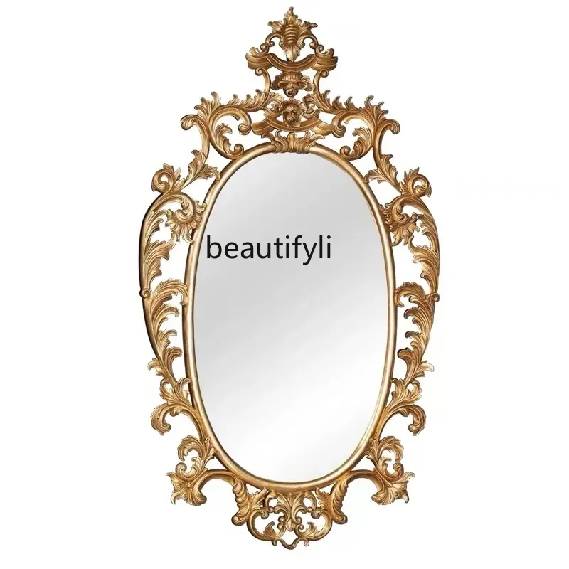 XXZEuropean Neoclassical Furniture Postmodern Villa Customization French Luxury Carving Decorative Mirror Entrance Mirror