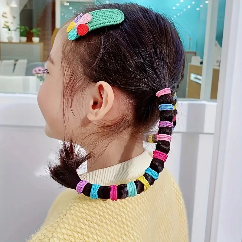 100-400Pcs/Set Girls Basic Simple Hair Bands Children 2.5cm Elastic Ponytail Holder Bands Colorful Rubber Band Hair Accessories