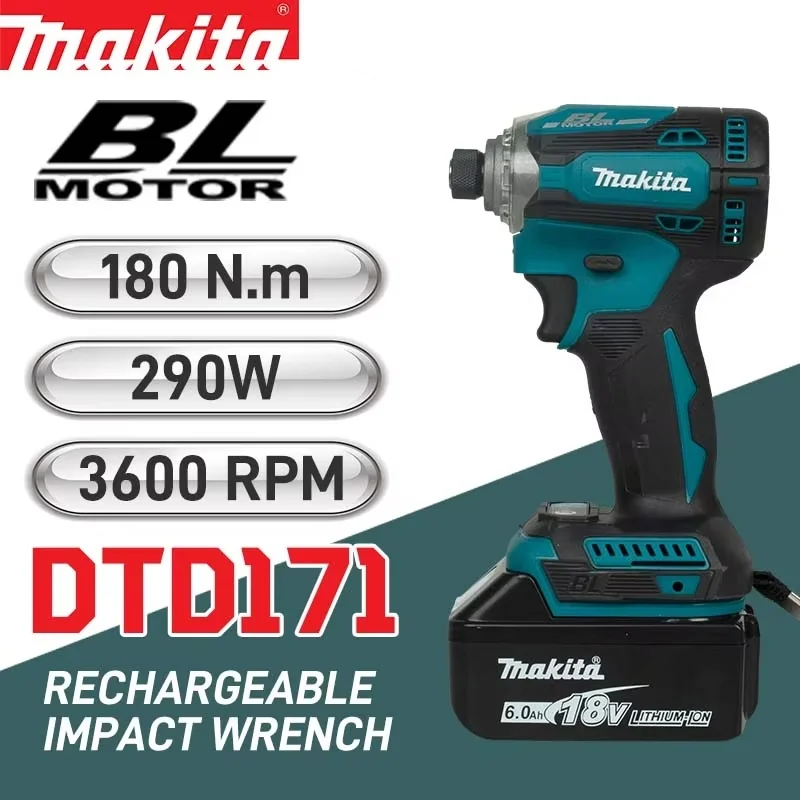 

Makita DTD171 3600RPM Brushless Impact Driver High Torque Cordless Screwdriver Rechargeable Power Tools For 18V Lithium Battery