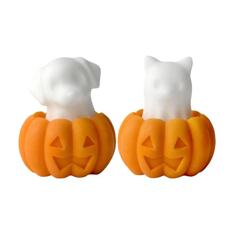 DIY Halloween-Kerzenform aus Silikon, Spuk-Welpen-Katzen-Design, niedliche Geister-Gipsform, Dekorationsform, Zubehör zur Herstellung von Duftkerzen – Detail 5