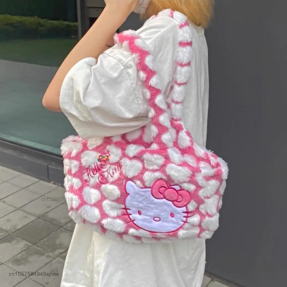 Hello Kitty Bag Y2k Luxury Designer Sanrio Plush Shoulder Crossbody Bags Korean Handbags For Women Shopping JK Lolita Cute Girls