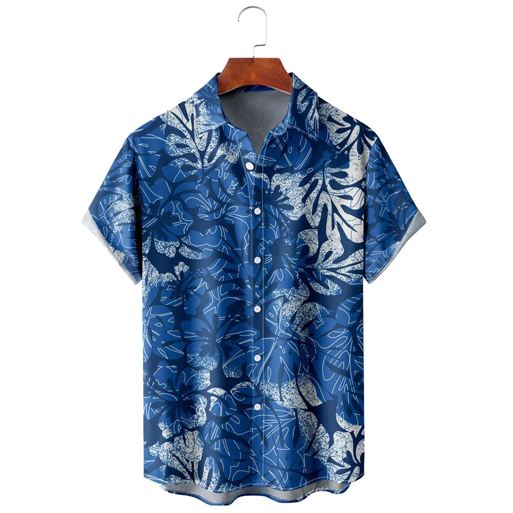 HX Fashion Men's Shirts Hawaii Bohemia Tropical Plants Monstera Leaves 3D Printed Casual Shirt Short Sleeve Beach Shirt