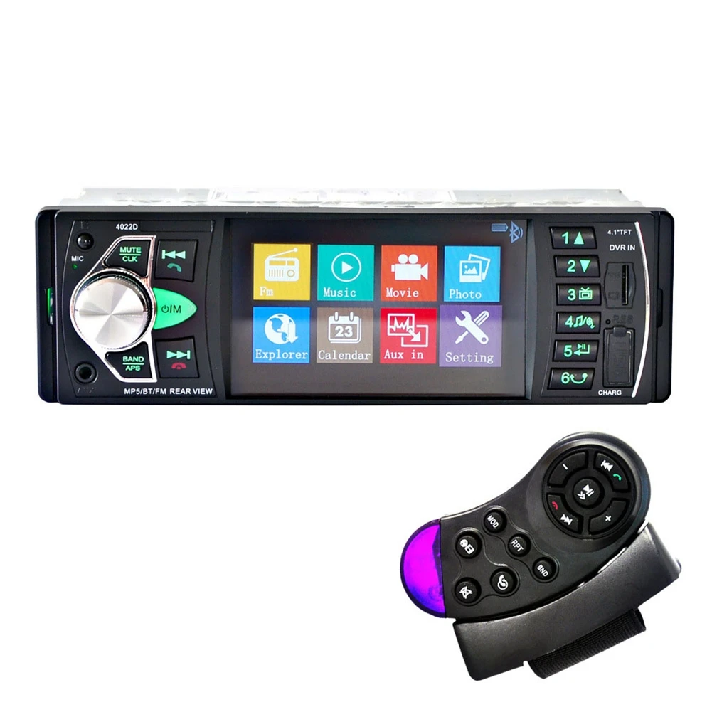 

Car HD 4.1Inch Bluetooth MP5 Player Reversing Screen FM Radio Universal 4022D+Steering Wheel