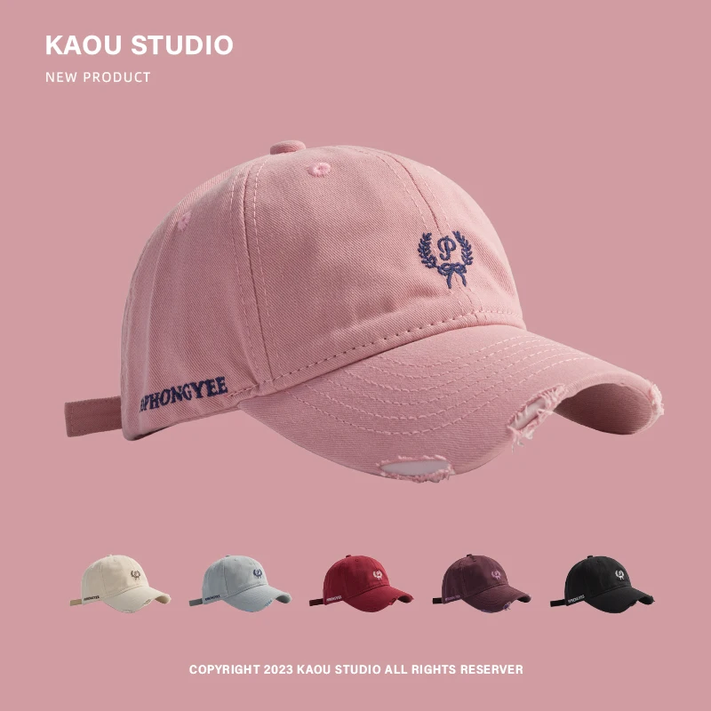 

Fashion embroidered cap women's Korean version of spring and autumn versatile face small baseball cap men's casual hat
