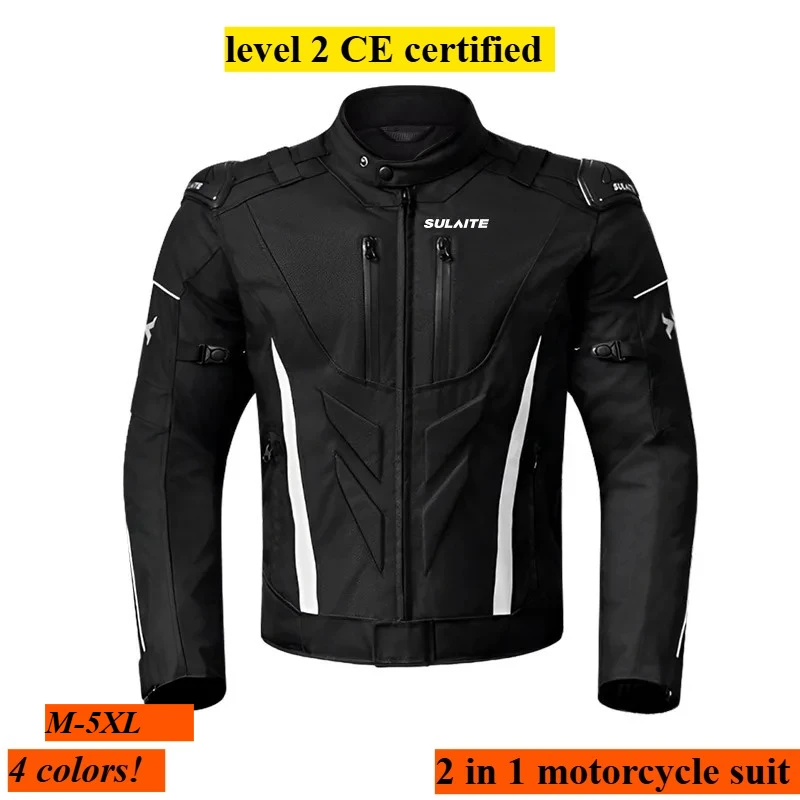 

SULAITE зимний мотоциклетный костюм со съемной подкладкой, теплый водонепроницаемый комплект 2-в-1, противоударный костюм для локомотива Tuta, антипиoggia Moto