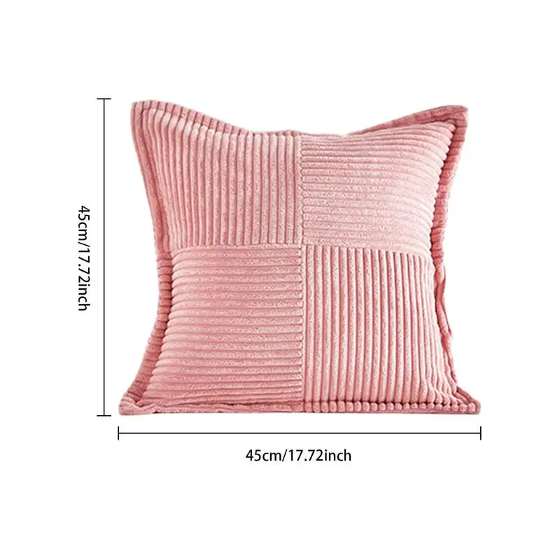 Square Throw Pillow Covers Striped Square Throw Pillow Cases 45X45cm Soft Household Pillowcase Solid Color Decoration For Sofa