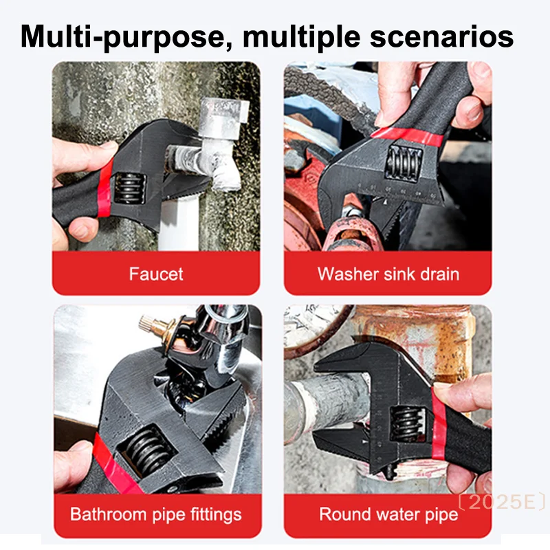 6/8-inch verstelbare sleutel met brede kak, korte handgreep, verstelbare dubbele handgreep, sleutel voor pijpen en moeren,...2025E