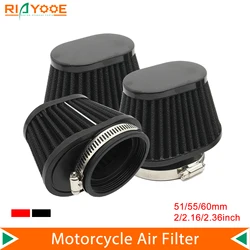 Motorcycle High Flow Air Filter 51 55 60MM Universal for Motocross Scooter Air Pods Cleaner 2 2.5inch Washable Reusable