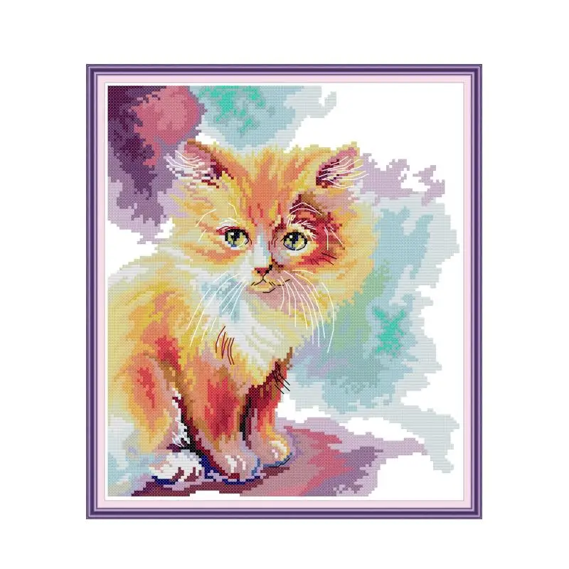 

Sunny Kitten Cross Stitch Kit, Cross-stitching Embroidery, DIY Handmade Needlework, Canvas, Print, Hand Sew, 14ct, 11ct