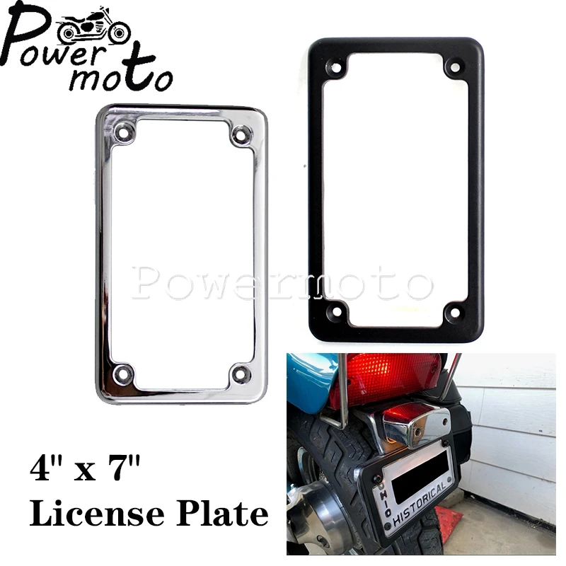 Motorcycle Clear Unbreakable Motorcycle License Plate Shield and Frame Combo chrome Black Frame For Harley Bobber Custom 4