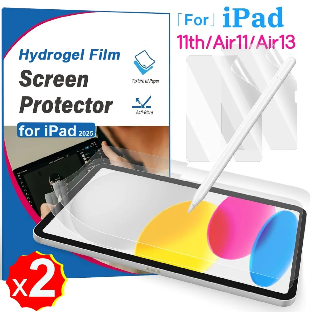 1/2Pack Hydrogel Film for iPad (A16) 11th/Air11/Air13 Screen Protectors HD Clear Anti-scratch Tablet Film for IPad Air6 11/13 In