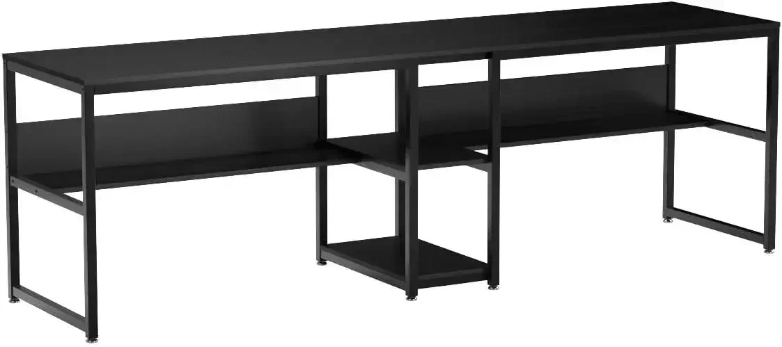 Tribesigns Scrivania per due persone con libreria, scrivania doppia per ufficio computer 78,7 per due persone, scrivania rustica con