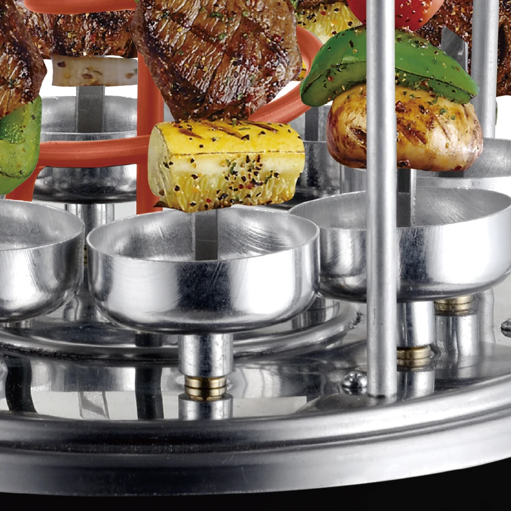 2025 Classic Stainless Steel Rotisserie 8PCS 360° Rotating Kebab Grill with Electric BBQ Skewers