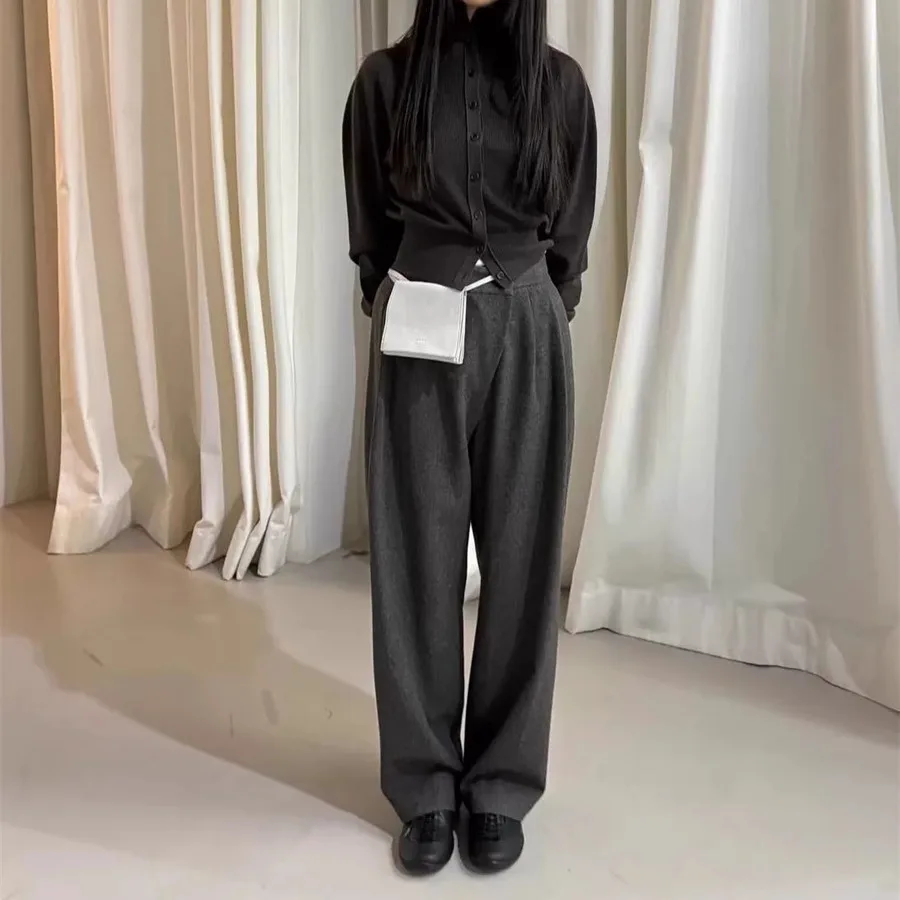 Ele عادية الصوفية مستقيم الساق مطوي دعوى السراويل التخسيس السراويل تخفيف Sle السراويل الطويلة لسيدة شتاء 2025 #5