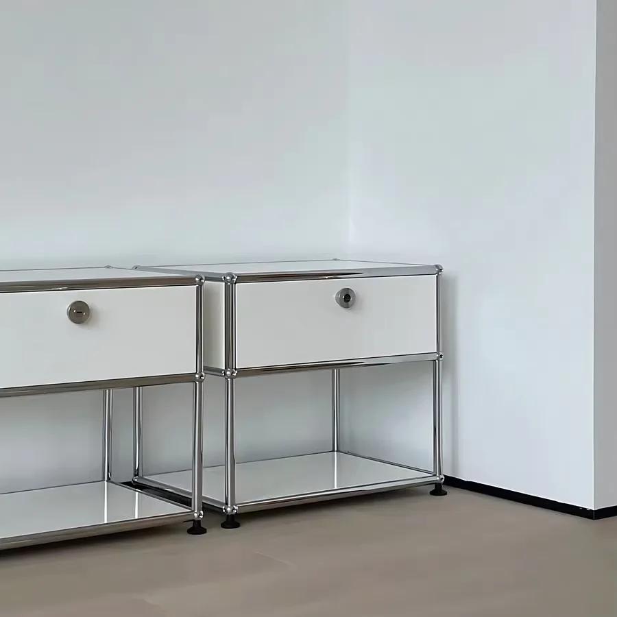 

Custom Metal Bedside Table Cabinet Nightstand Simple Modern Bedroom Modular Furniture