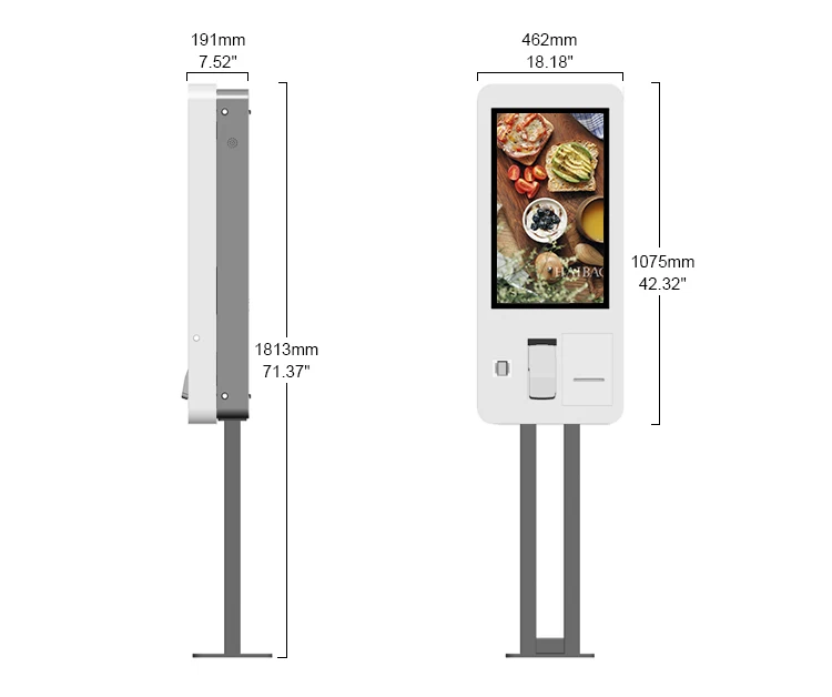 Interactive touch screen ordering and payment terminal for restaurant self-service