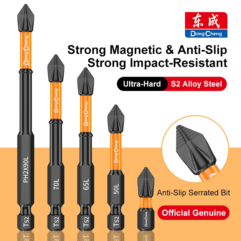 PH2 Phillips Bit S2 Alloy Steel Anti Slip Serrated Magnetic Screwdriver Bit Impact Resistant Rust Proof Bit for Power Tools