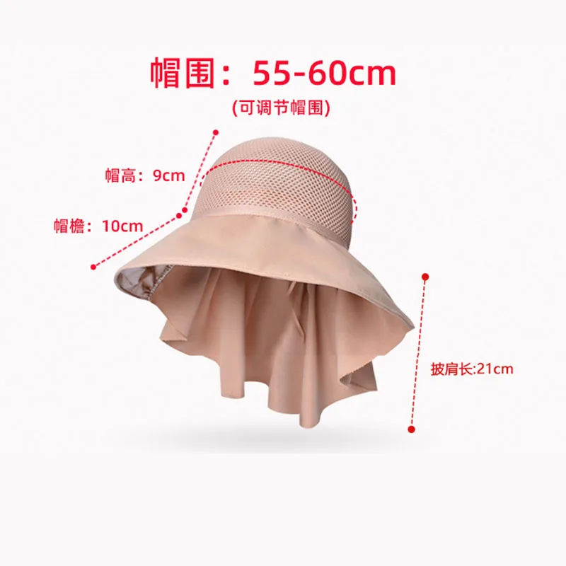 Summer Hat Women Large Eave Shawl Hat Outdoor Fashion Fisherman Hat Sunscreen Sun Protection Bucket Hats Travel Mesh Breathable