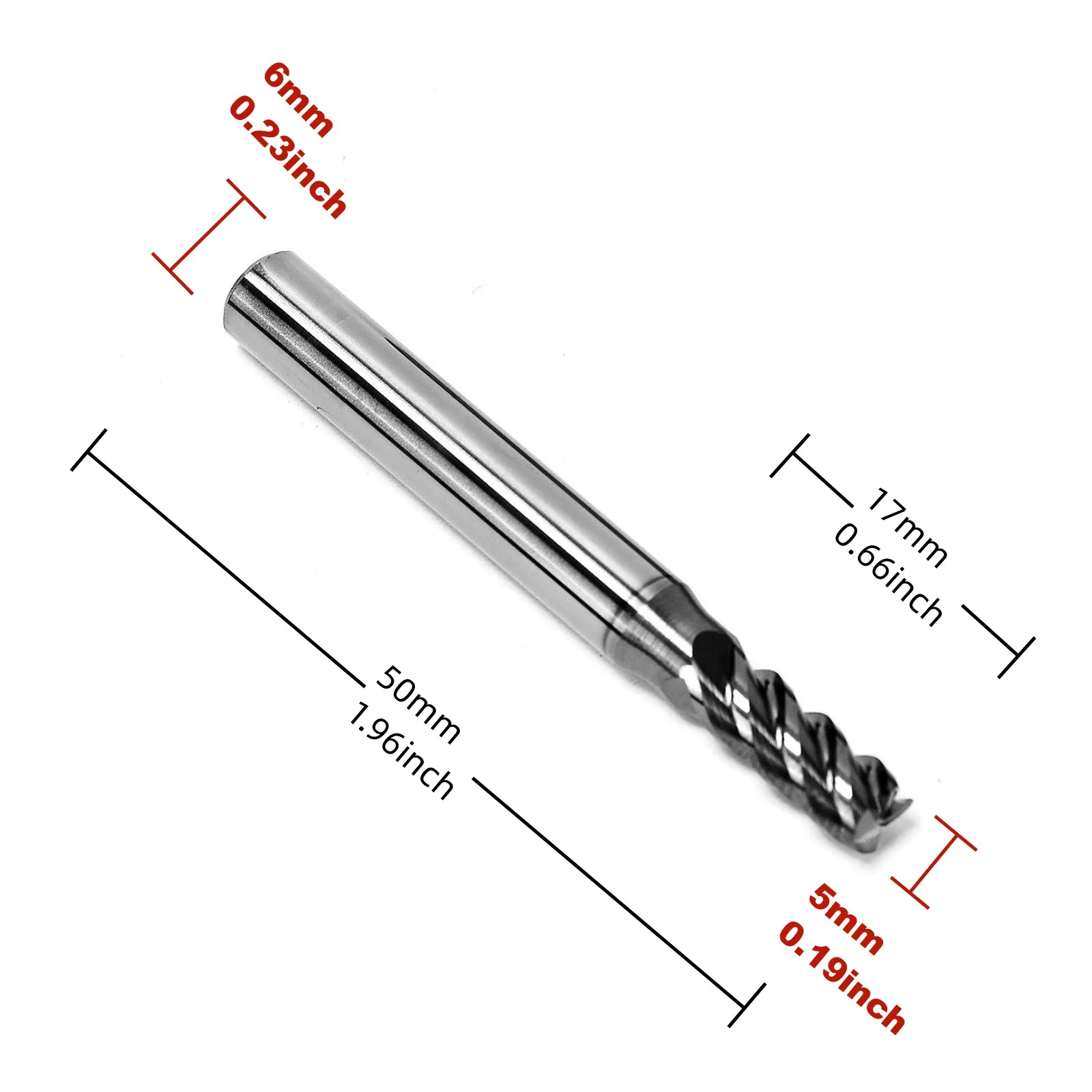 2Pcs Carbide End Mills High Speed Cutter 4 Flute (D 5mm x L 50mm) for Cutting High Hardness 58HRC, CNC Milling Hardened Metals