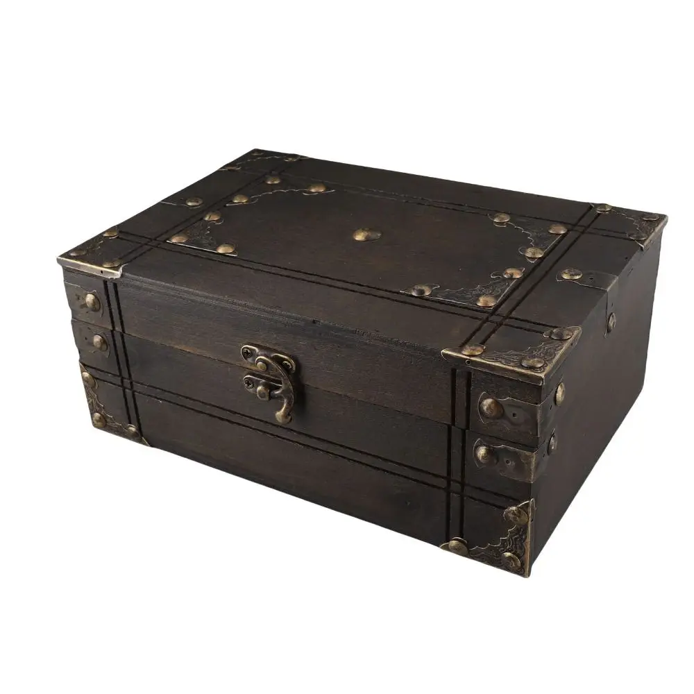 With Lid Wooden Storage Box With Lock Multifunctional Wooden Treasure Box Desktop Style Exquisite Workmanship