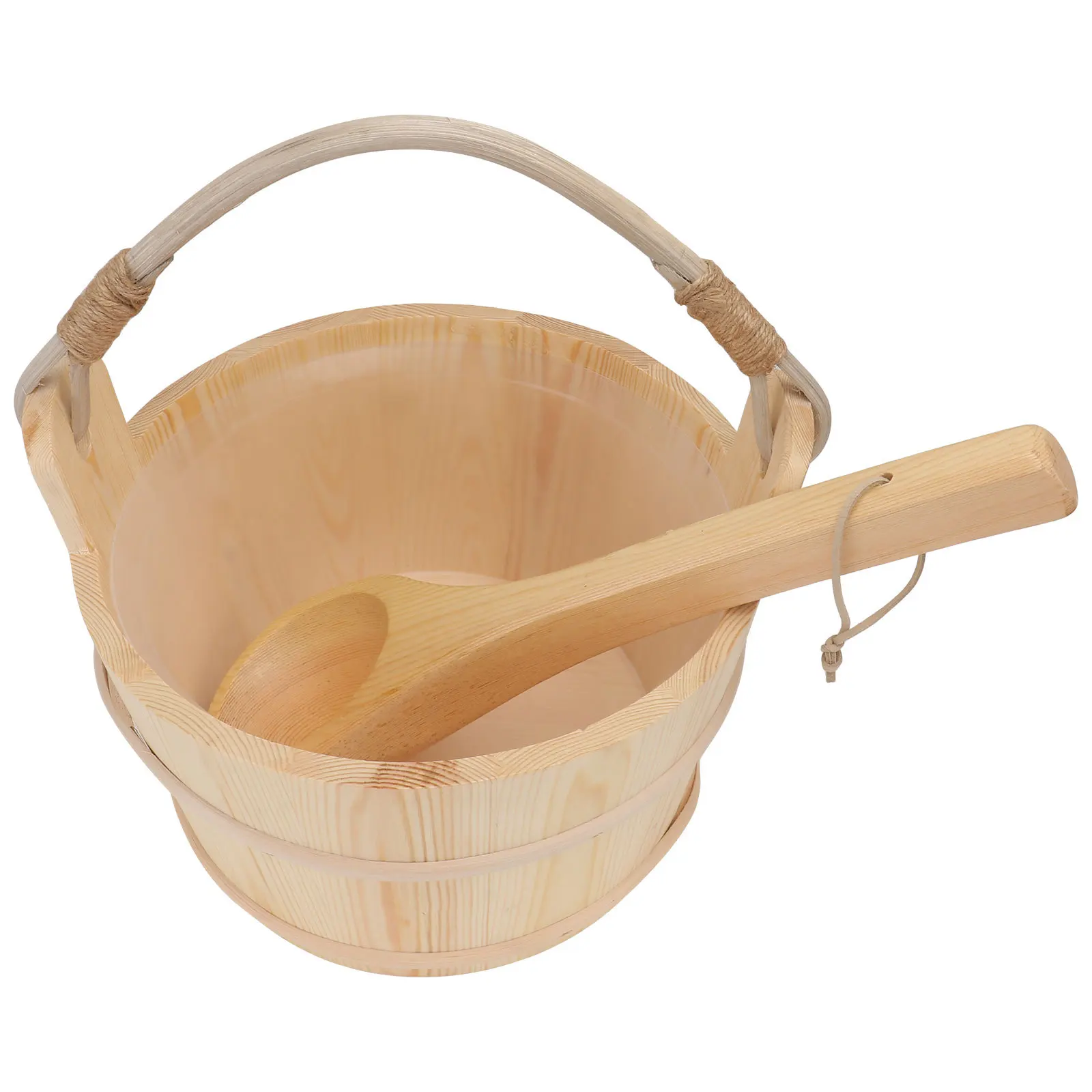 

1set 1Set Wooden Ladle Set Natural Sauna Bucket For Bath Spa Pool Shower Wooden Barrel Set Large Capacity Sauna Accessories