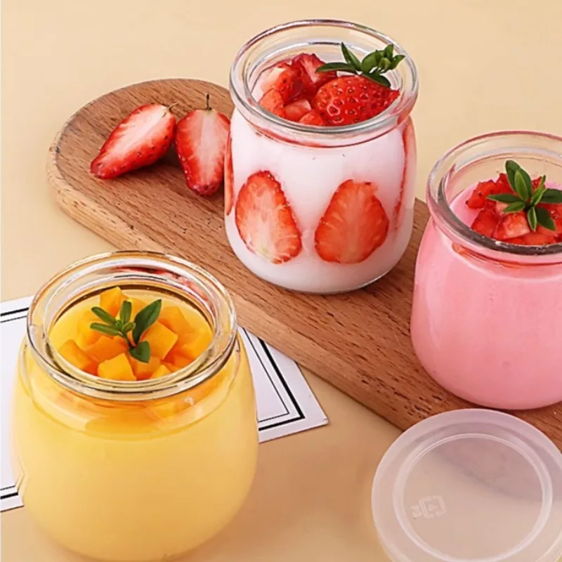 Mini Pudding Jars Cute Wishing Glass Bottle Storage Cups with Lid High Temperature Resistant Homemade Jam Jar Yogurt Container