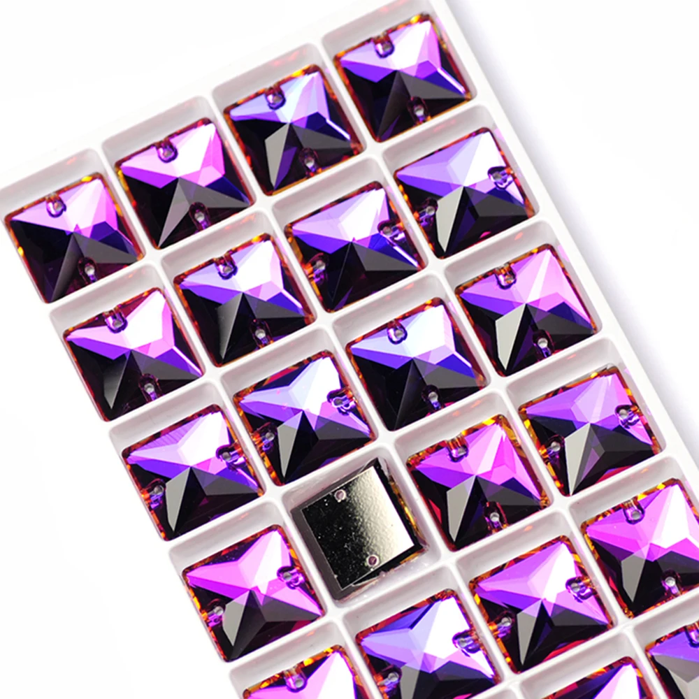 Heliotrop-Flachrücken-Nähsteine, Glaskristall-Aufnähsteine, Glitzerkristallperlen für Kleidung, Schuhe, Taschen – Detail 9