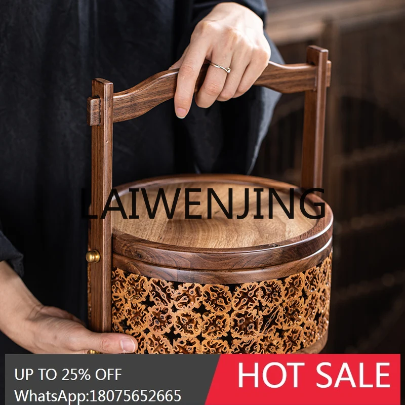 RWJ Solid Wood Creative Walnut Tea Teaware Storage Box Gong Brick Tea Box Fu Tea Set