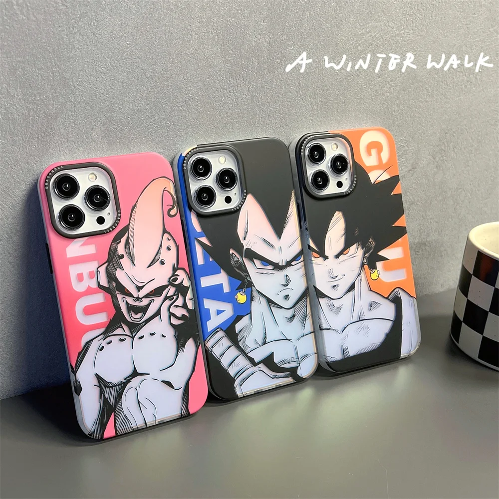 Bandai Laser Bling Anime Dragon Ball Cases for iphone 11 12 13 14 15 pro max 14pro Goku Vegeta Saiyan Phonecase Funda