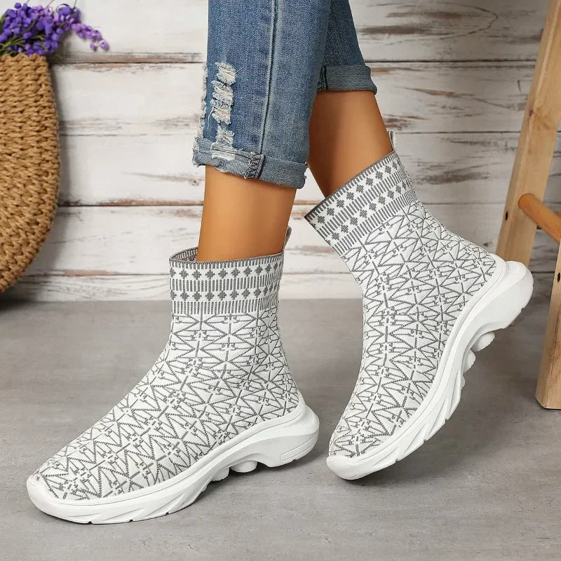 Socks Running Shoes Women\'s Sneakers Sports Shoes for Women Man Breathable Casual Elasticity Platform Vulcanize Ankle Boots