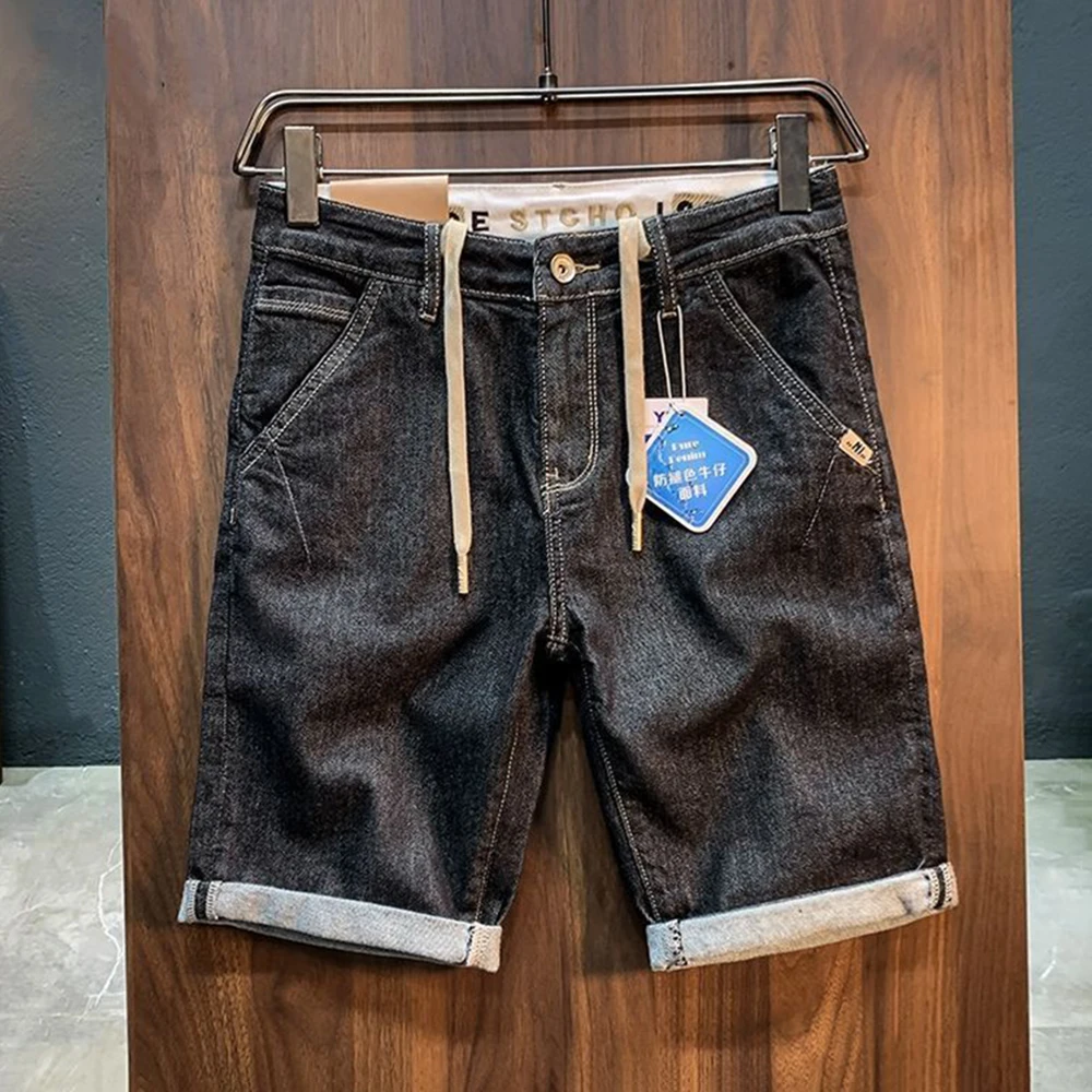 

Men's Denim Shorts Slim Fit Handsome Simple Shorts 2025 Summer New Korean Street Fashion Drawstring Luxury Casual Y2k Shorts Men