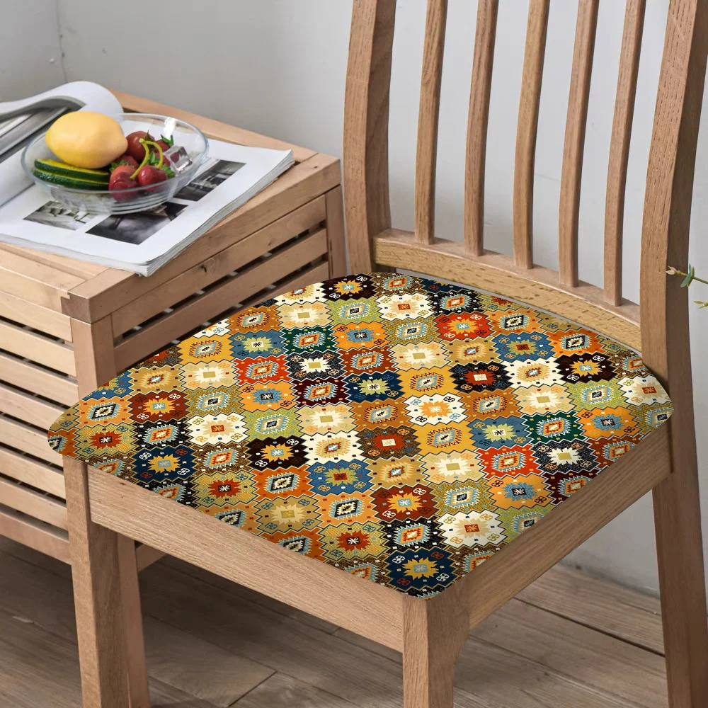 2/4/6pcs Chair Seat Slipcover,Vintage Ethnic Geometric Kilim Pattern Chair Slipcover for Home Decor