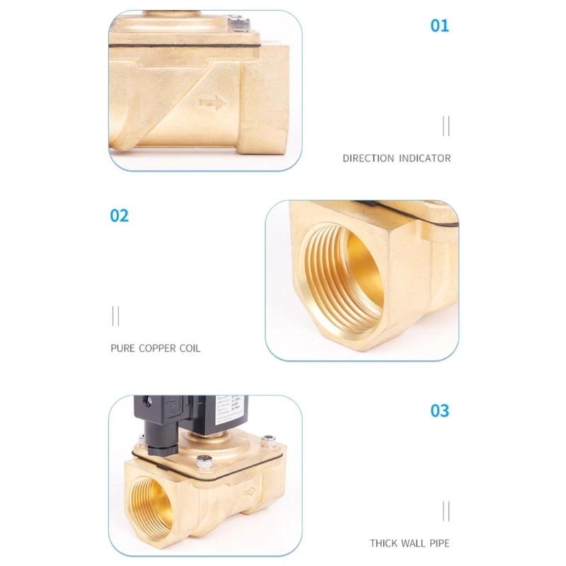 652F Electric Water Valves Brass Electromagnetic Valves Precise 220V Electric Water Valves Suitable for Home & Commercial Use